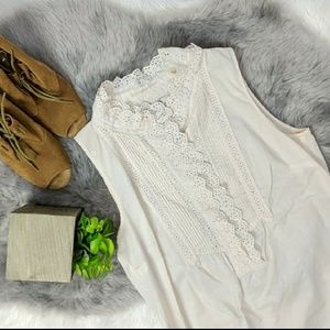 J.Crew Bettina Cami Tank beige eyelet/ruffled